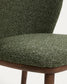 Sedia Ciselia in ciniglia spessa verde scuro e gambe in legno massiccio di frassino con finitura noce