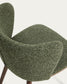 Sedia Ciselia in ciniglia spessa verde scuro e gambe in legno massiccio di frassino con finitura noce