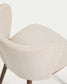 Sedia Ciselia in ciniglia beige e gambe in legno massiccio di frassino con finitura noce