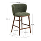 Sgabello Ciselia in ciniglia spessa verde scuro e gambe in legno massiccio di frassino con finitura noce 65 cm