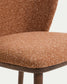 Sgabello Ciselia in ciniglia spessa terracotta e gambe in legno massiccio di frassino con finitura noce 65 cm
