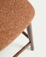 Sgabello Ciselia in ciniglia spessa terracotta e gambe in legno massiccio di frassino con finitura noce 65 cm