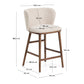 Sgabello Ciselia in ciniglia beige e gambe in legno massiccio di frassino con finitura noce 65 cm