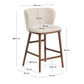 Sgabello Ciselia in ciniglia beige e gambe in legno massiccio di frassino con finitura noce 65 cm