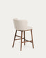 Sgabello Ciselia in ciniglia beige e gambe in legno massiccio di frassino con finitura noce 65 cm