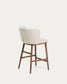 Sgabello Ciselia in ciniglia beige e gambe in legno massiccio di frassino con finitura noce 65 cm