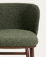 Sgabello Ciselia in ciniglia spessa verde scuro e gambe in legno massiccio di frassino con finitura noce 75 cm