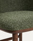 Sgabello Ciselia in ciniglia spessa verde scuro e gambe in legno massiccio di frassino con finitura noce 75 cm