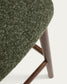 Sgabello Ciselia in ciniglia spessa verde scuro e gambe in legno massiccio di frassino con finitura noce 75 cm