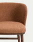 Sgabello Ciselia in ciniglia spessa terracotta e gambe in legno massiccio di frassino con finitura noce 75 cm