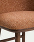 Sgabello Ciselia in ciniglia spessa terracotta e gambe in legno massiccio di frassino con finitura noce 75 cm
