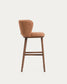 Sgabello Ciselia in ciniglia spessa terracotta e gambe in legno massiccio di frassino con finitura noce 75 cm