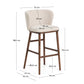 Sgabello Ciselia in ciniglia beige e gambe in legno massiccio di frassino con finitura noce 75 cm