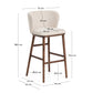 Sgabello Ciselia in ciniglia beige e gambe in legno massiccio di frassino con finitura noce 75 cm
