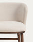 Sgabello Ciselia in ciniglia beige e gambe in legno massiccio di frassino con finitura noce 75 cm