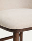 Sgabello Ciselia in ciniglia beige e gambe in legno massiccio di frassino con finitura noce 75 cm
