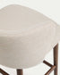 Sgabello Ciselia in ciniglia beige e gambe in legno massiccio di frassino con finitura noce 75 cm