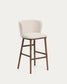Sgabello Ciselia in ciniglia beige e gambe in legno massiccio di frassino con finitura noce 75 cm