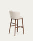 Sgabello Ciselia in ciniglia beige e gambe in legno massiccio di frassino con finitura noce 75 cm