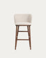 Sgabello Ciselia in ciniglia beige e gambe in legno massiccio di frassino con finitura noce 75 cm