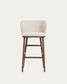 Sgabello Ciselia in ciniglia beige e gambe in legno massiccio di frassino con finitura noce 75 cm