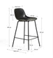 Sgabello Altea nero con gambe in acciaio nero e finitura nera 65 cm