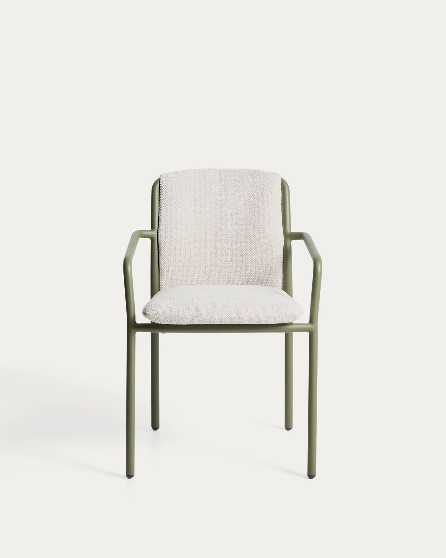 Sedia impilabile da esterno Linosa in alluminio verde con cuscino beige
