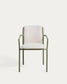 Sedia impilabile da esterno Linosa in alluminio verde con cuscino beige
