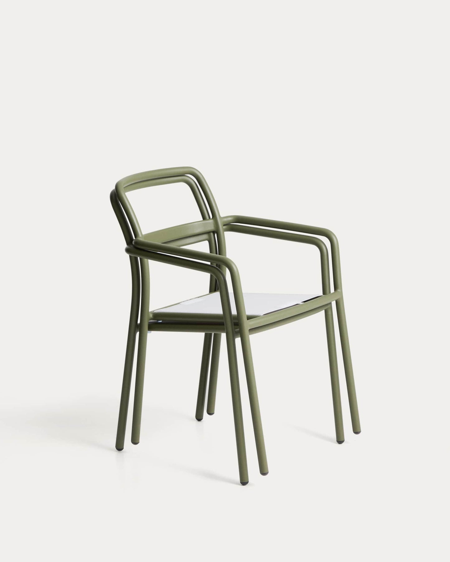 Sedia impilabile da esterno Linosa in alluminio verde con cuscino beige
