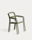 Sedia impilabile da esterno Linosa in alluminio verde con cuscino beige