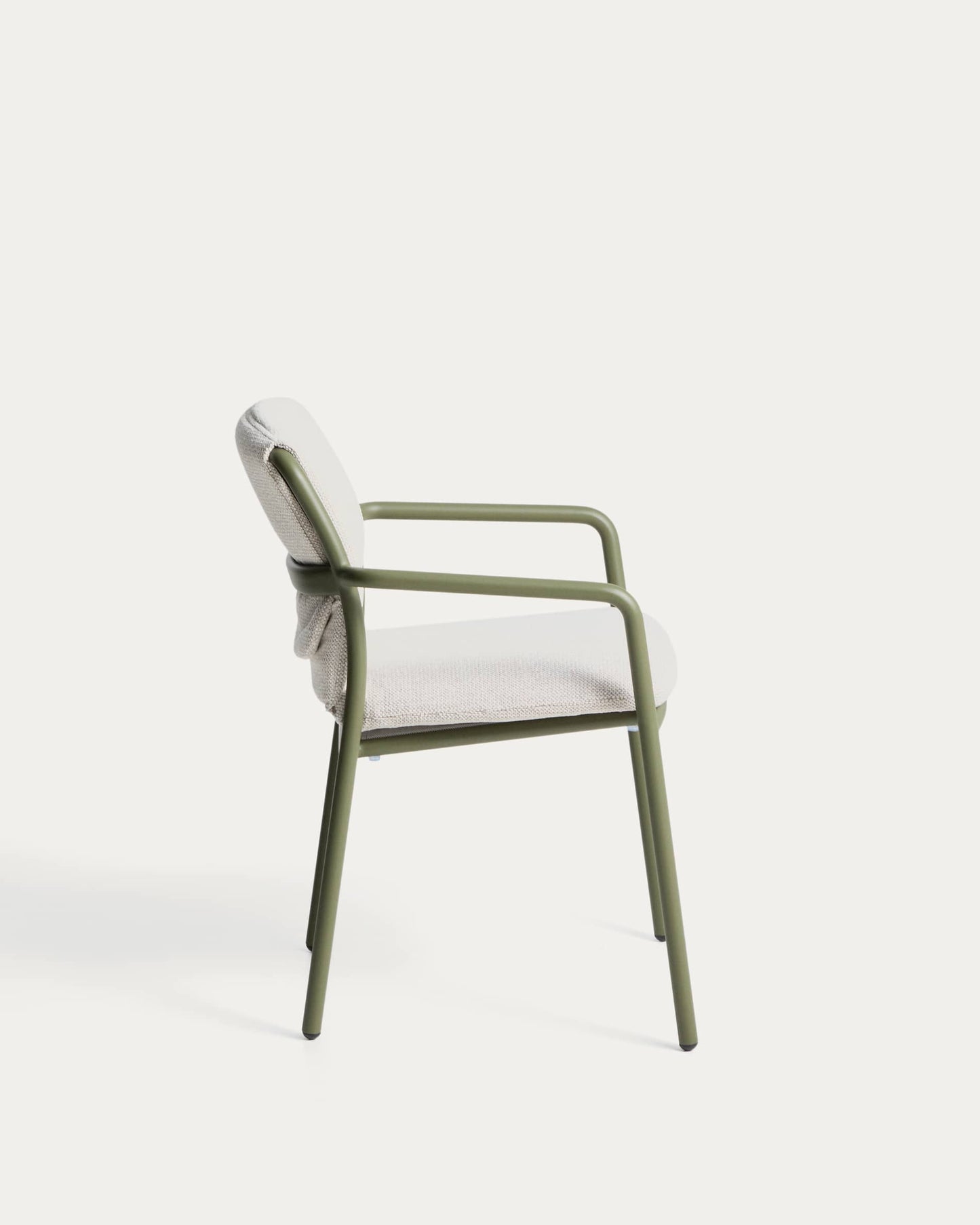 Sedia impilabile da esterno Linosa in alluminio verde con cuscino beige