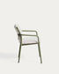Sedia impilabile da esterno Linosa in alluminio verde con cuscino beige