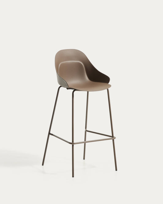Sgabello Sanile con gambe in acciaio con finitura marrone 74 cm