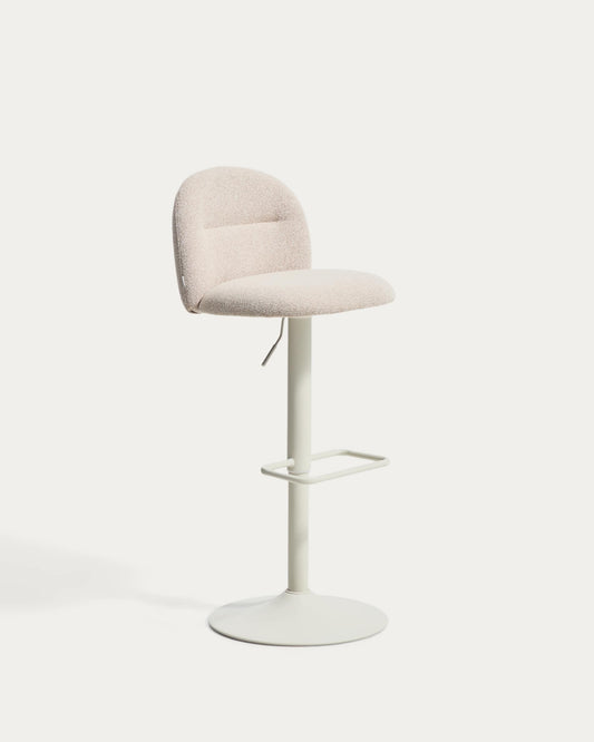 Sgabello Arino in ciniglia beige con gambe in metallo beige 65 cm FSC 100%