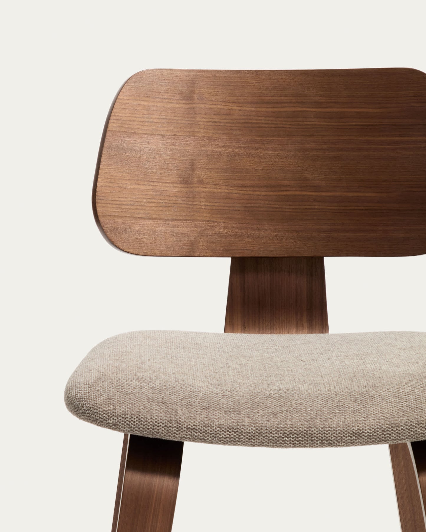 Sgabello Gena in impiallacciatura di noce e chenille marrone 65cm