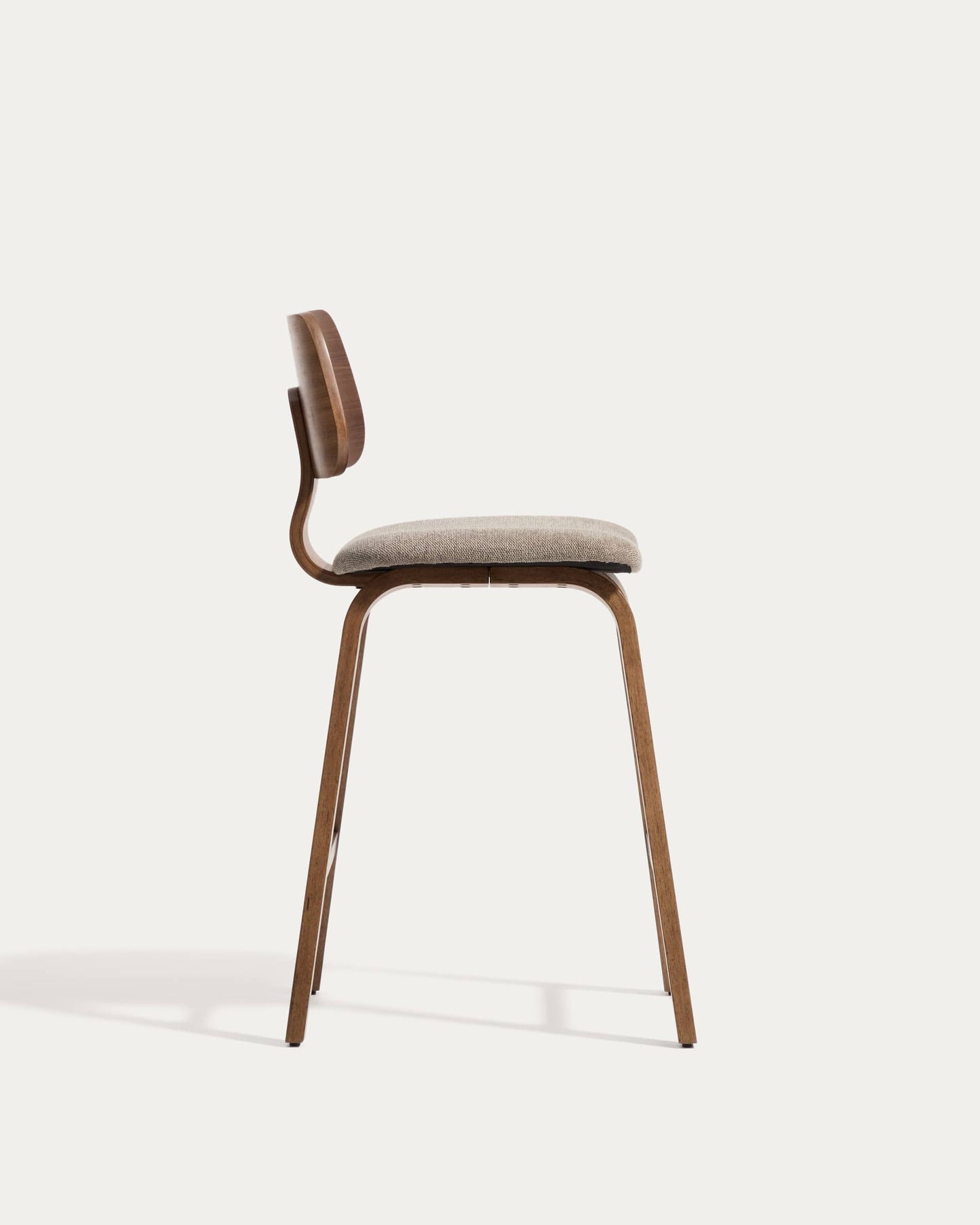 Sgabello Gena in impiallacciatura di noce e chenille marrone 65cm