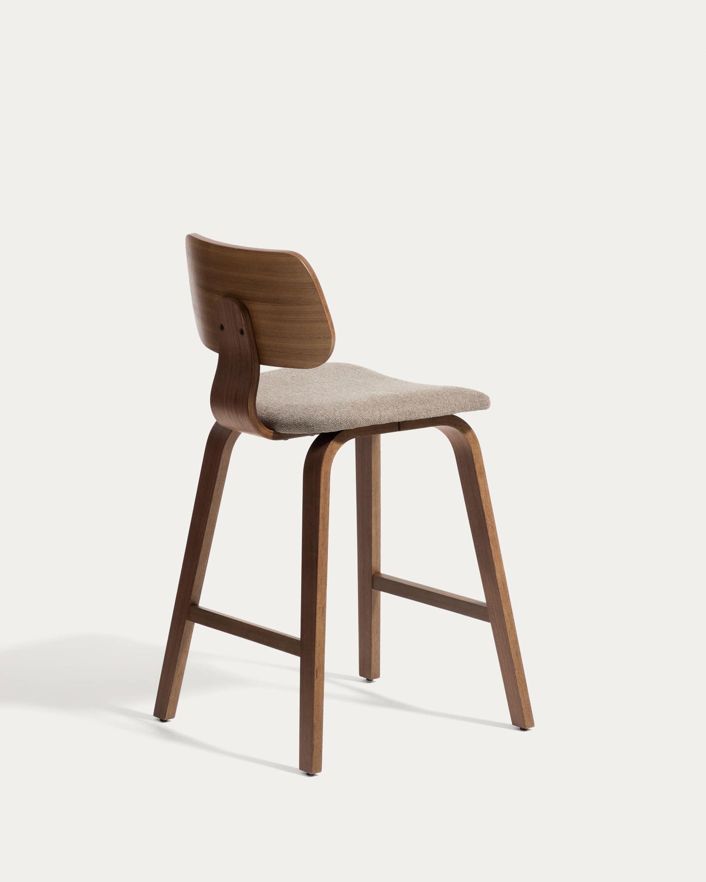 Sgabello Gena in impiallacciatura di noce e chenille marrone 65cm