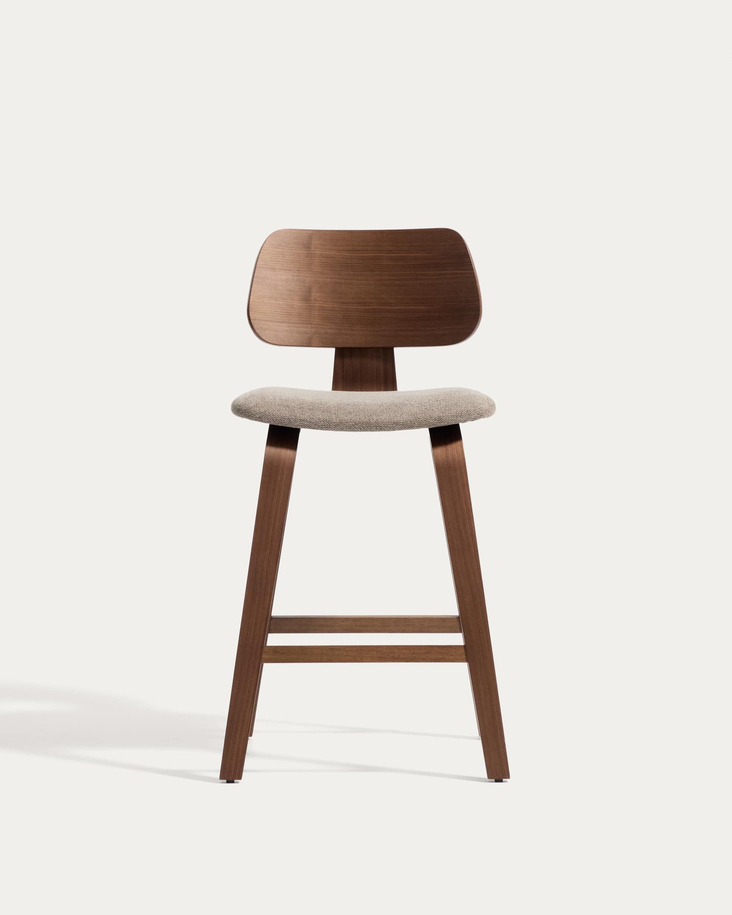 Sgabello Gena in impiallacciatura di noce e chenille marrone 65cm