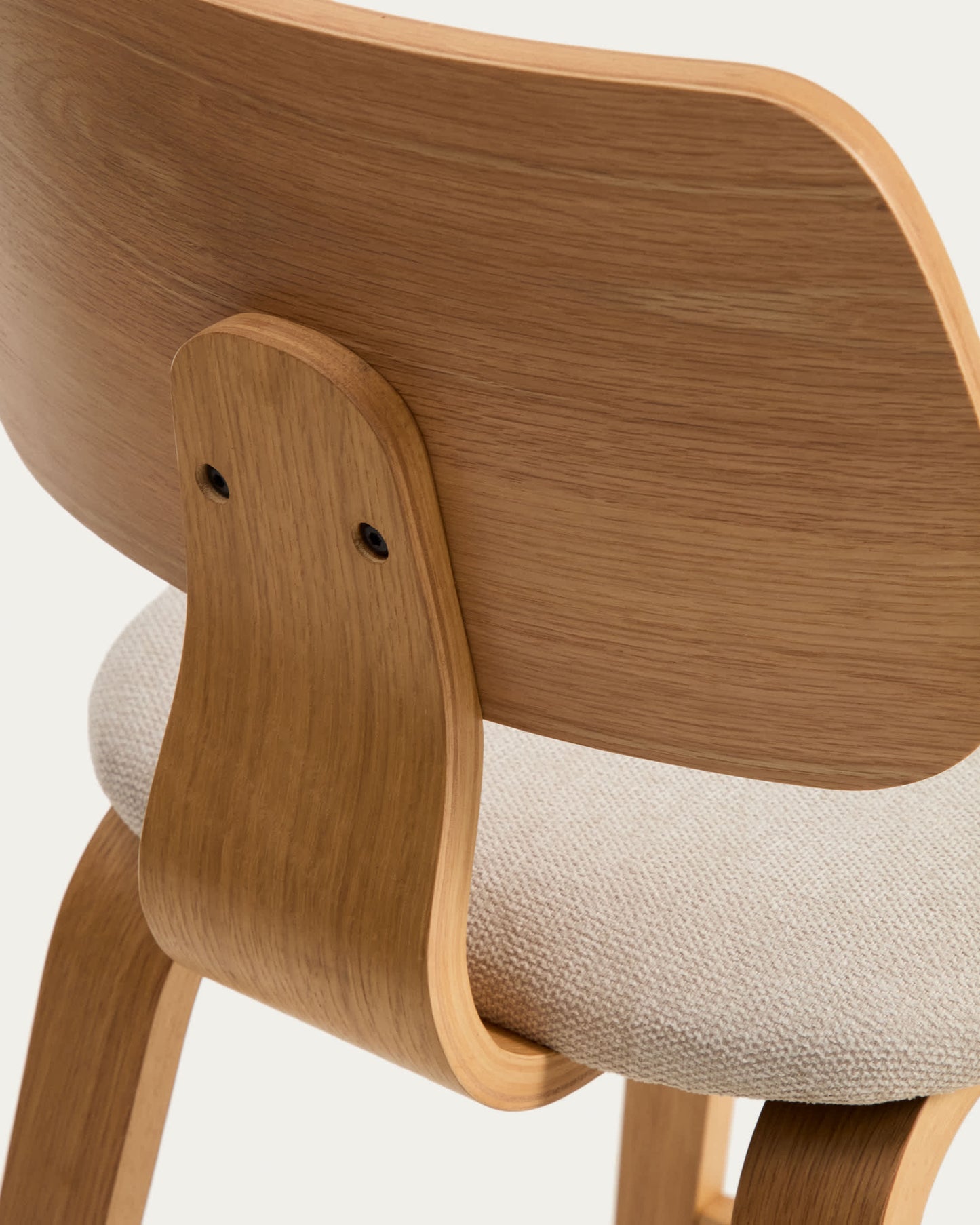 Sgabello Gena in impiallacciatura di rovere e chenille beige 65cm