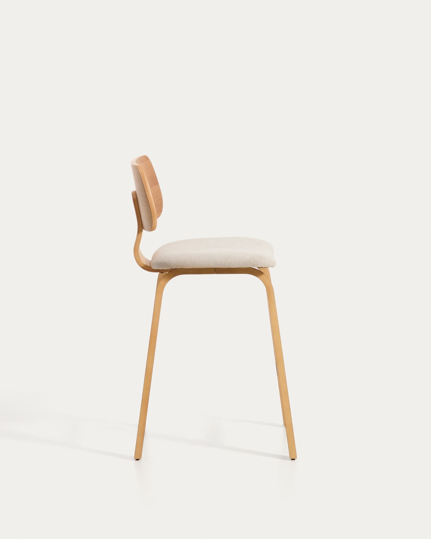 Sgabello Gena in impiallacciatura di rovere e chenille beige 65cm