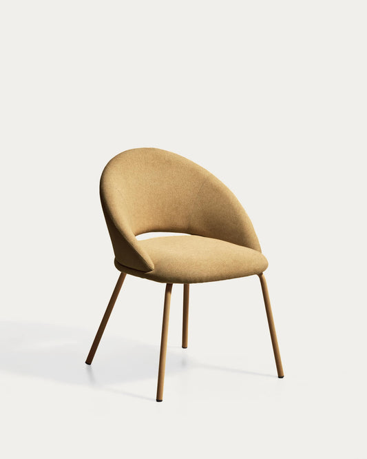 Sedia Bonali in ciniglia senape con gambe in metallo senape FSC Mix Credit