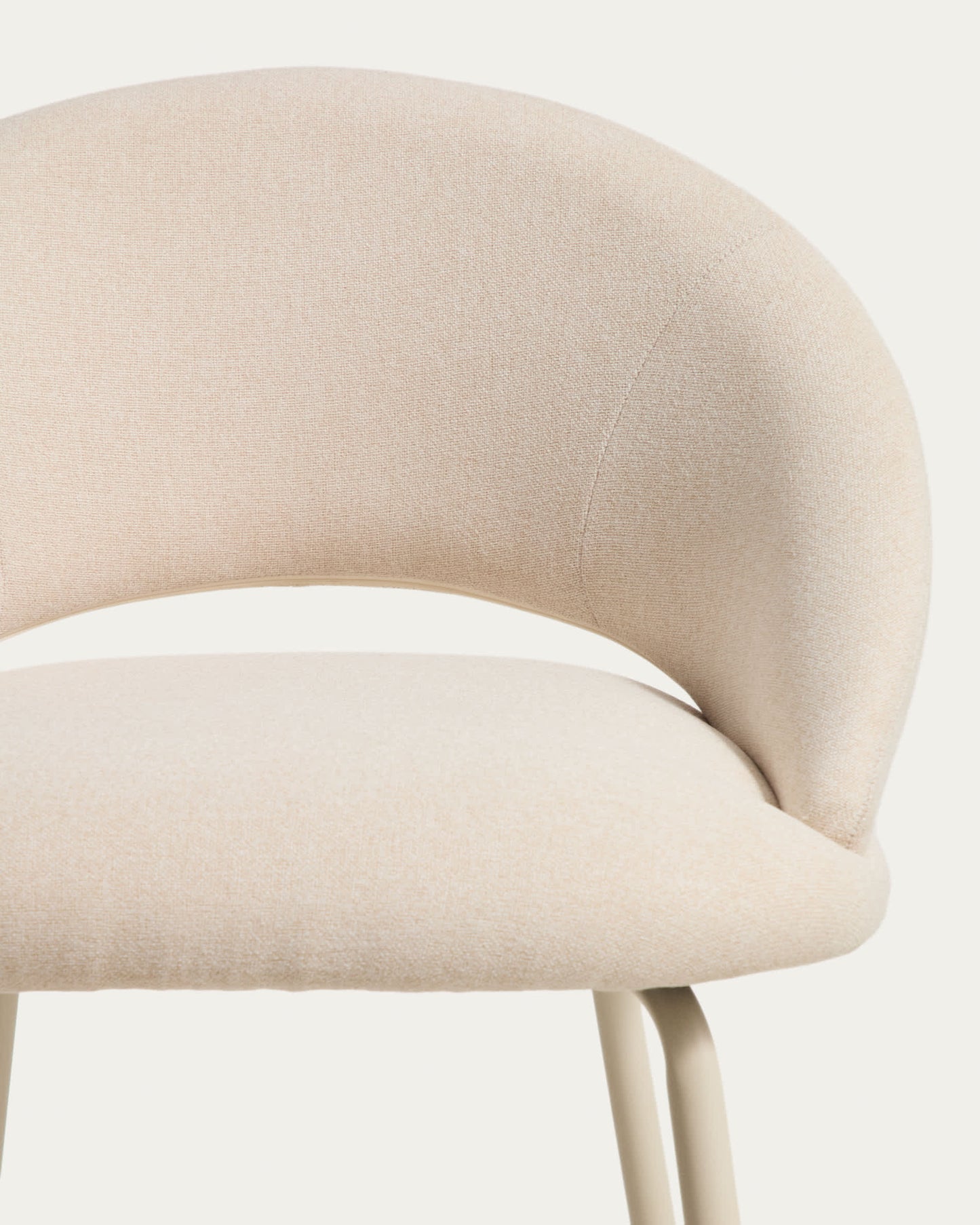 Sgabello Bonali in ciniglia beige con gambe in metallo beige FSC Mix Credit 65 cm