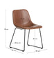 Sedia Zahara in poliuretano marrone con gambe in acciaio rifinito in nero FSC 100%