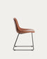 Sedia Zahara in poliuretano marrone con gambe in acciaio rifinito in nero FSC 100%