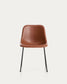Sedia Zahara in poliuretano marrone con gambe in acciaio rifinito in nero FSC 100%