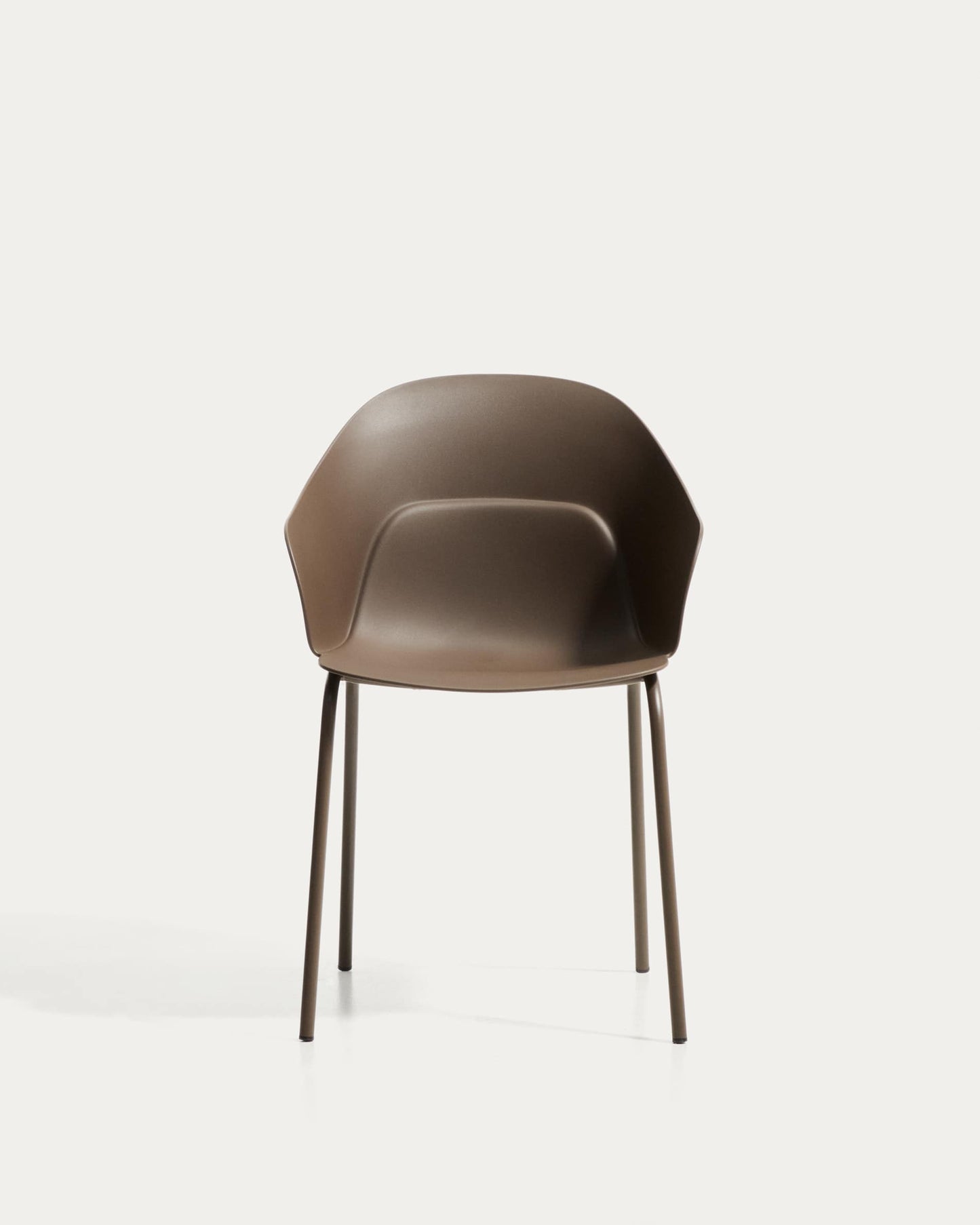 Sedia Sanile con gambe in acciaio con finitura marrone