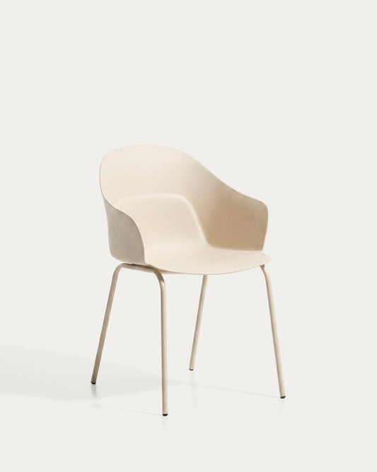 Sedia Sanile con gambe in acciaio con finitura beige