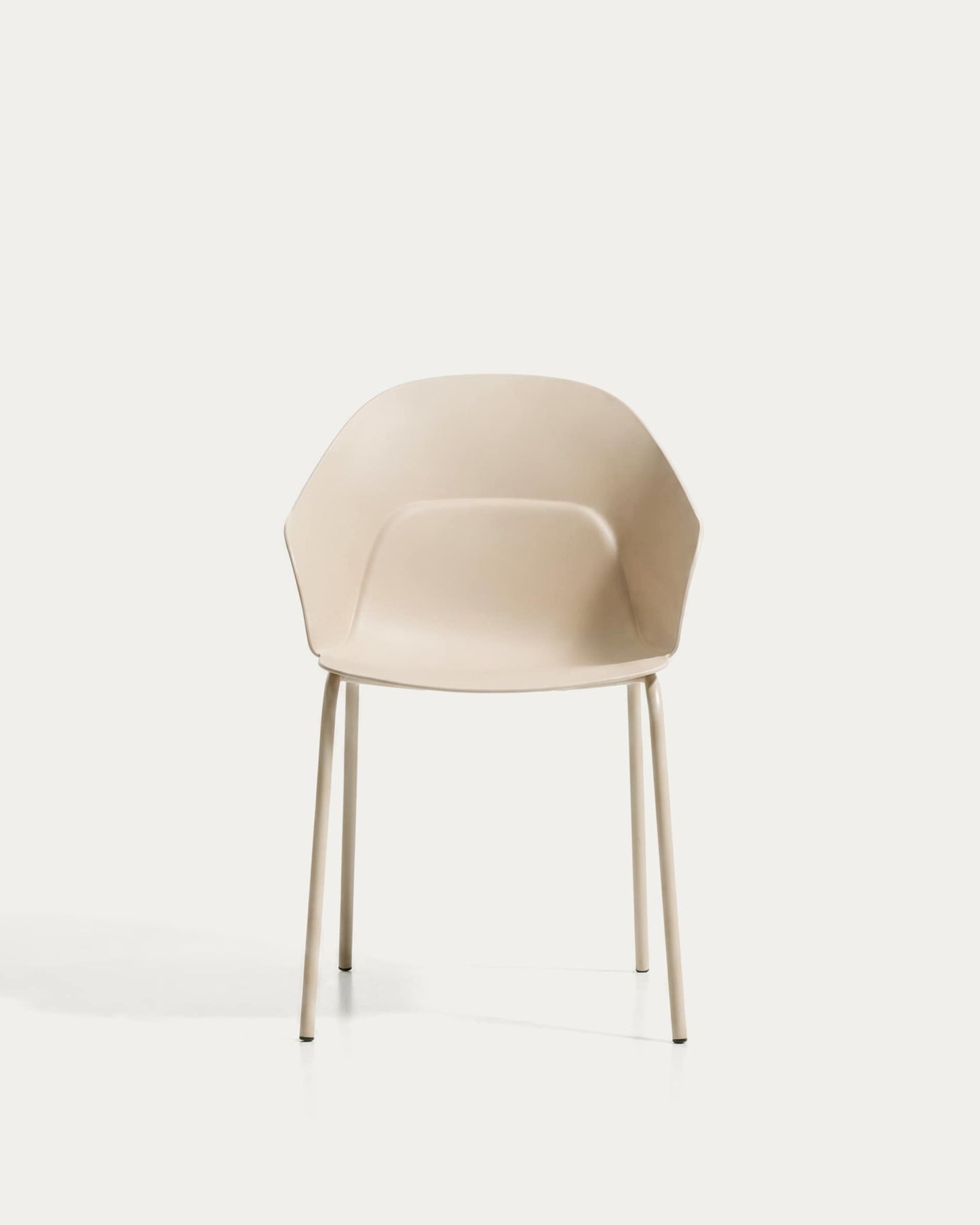 Sedia Sanile con gambe in acciaio con finitura beige