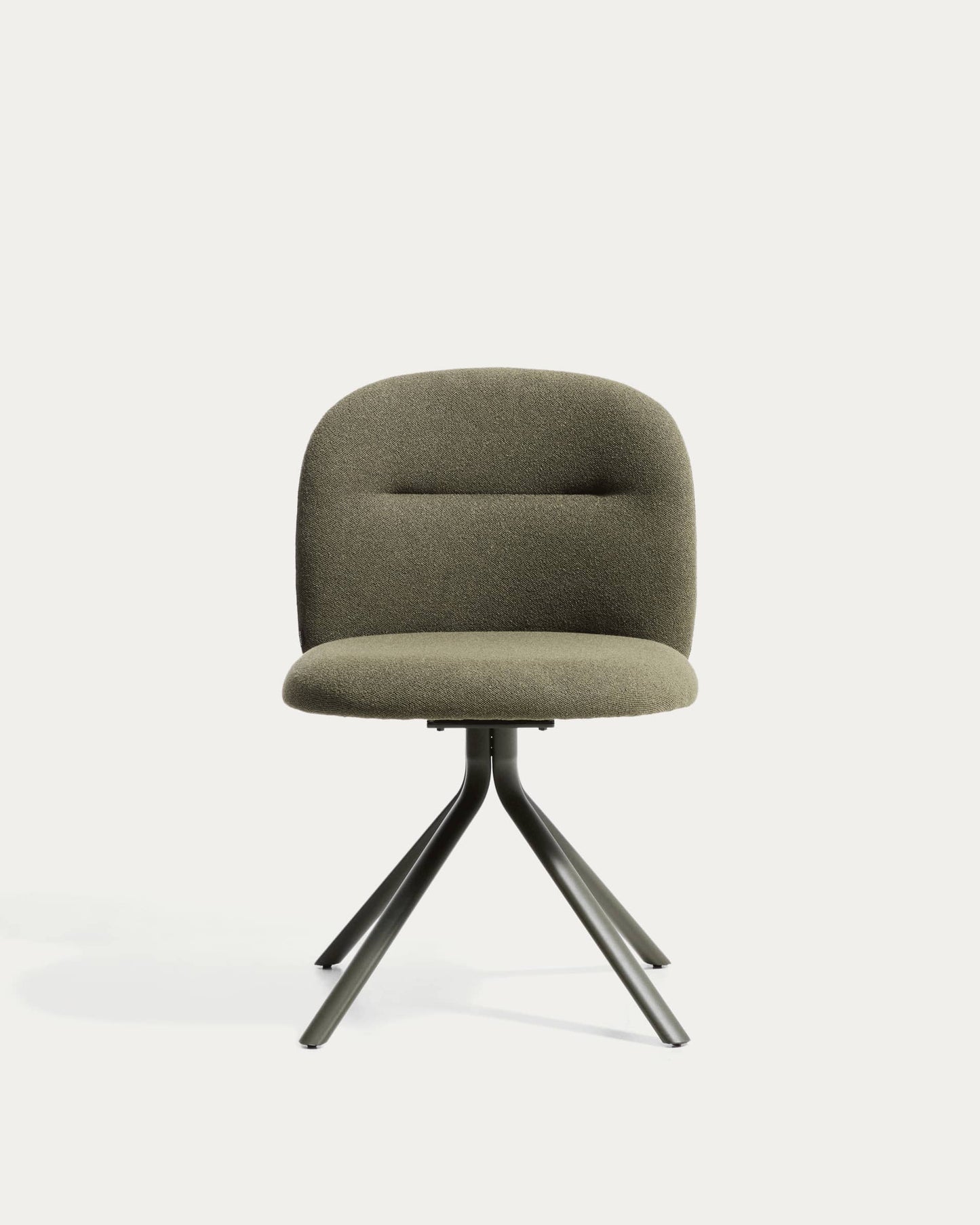 Sedia girevole Arino in ciniglia verde con gambe in metallo verde FSC 100%