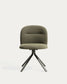 Sedia girevole Arino in ciniglia verde con gambe in metallo verde FSC 100%